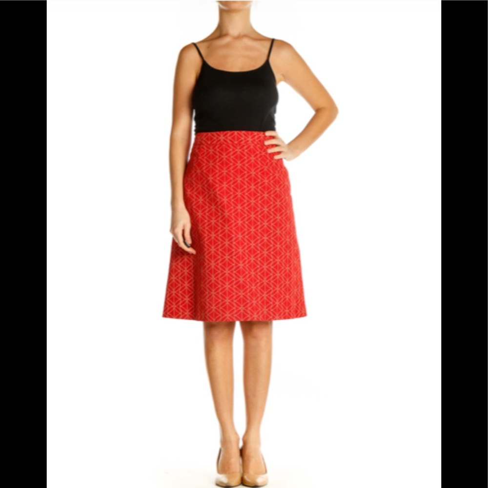 BODEN All Day Wear A-Line Red Print Skirt